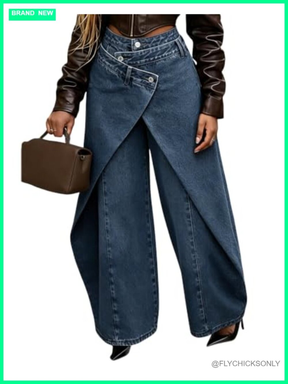 Luotasia Asymmetrical Baggy Jeans High Waisted Patchwork Denim Pants